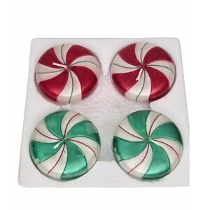 Avon Peppermint Swirl Christmas Holiday Candles Set Of 4 Red And Green